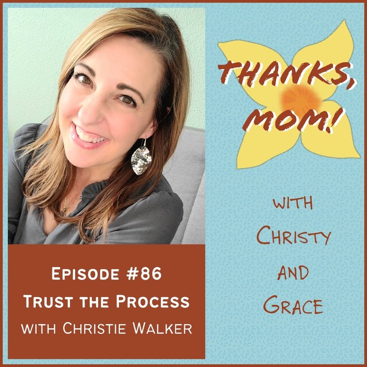Thanks mom podcast with Christina Brown and Grace featuring Christie Walker Catholic Life Coach and speaker and podcaster